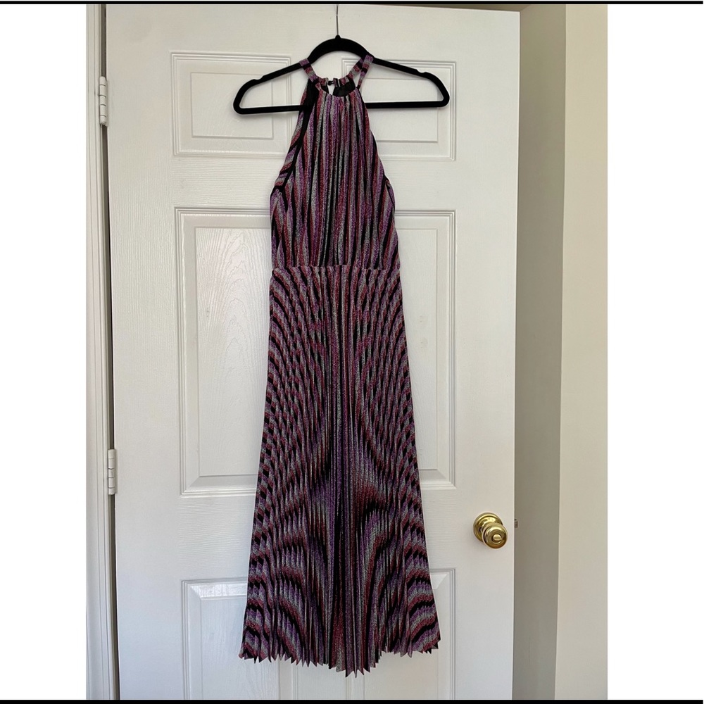 Lucy Paris, multi striped halter midi dress
